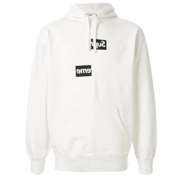 Supreme X Comme Des Garçons White Hoodie Sweatshirt - Picture 2 of 10